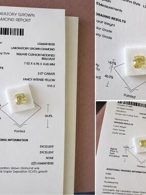 Fancy Intense Yellow Cushion Diamond - 2.07 Carat